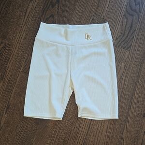 Off White High-Waisted Biker Shorts